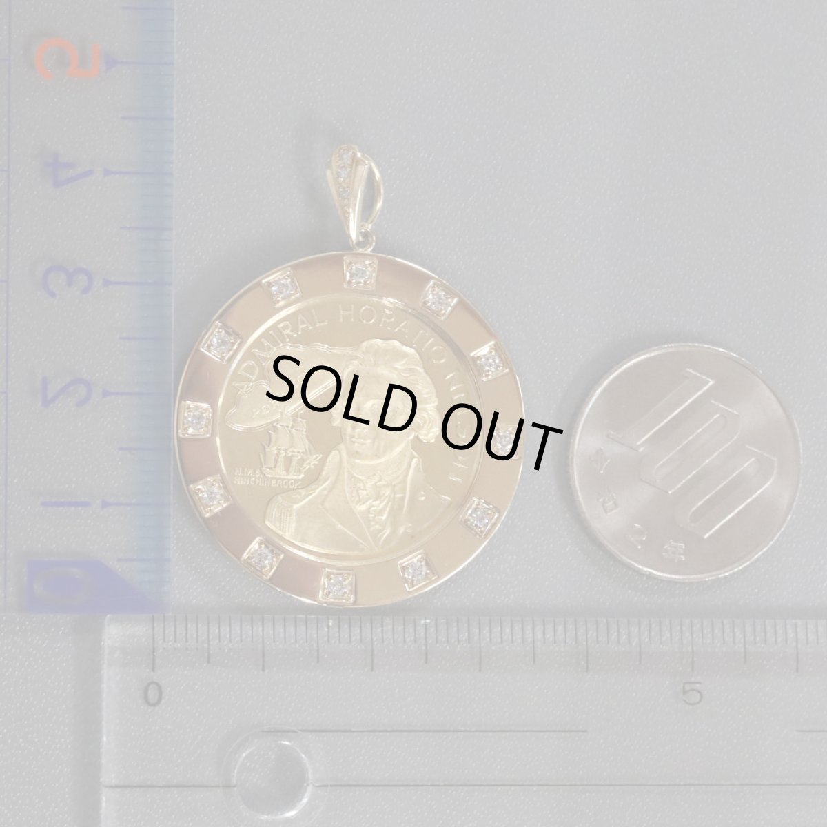 画像9: K18/K21.6ダイヤモンドペンダントトップ ネルソン提督 D0.28 16.7g (9)