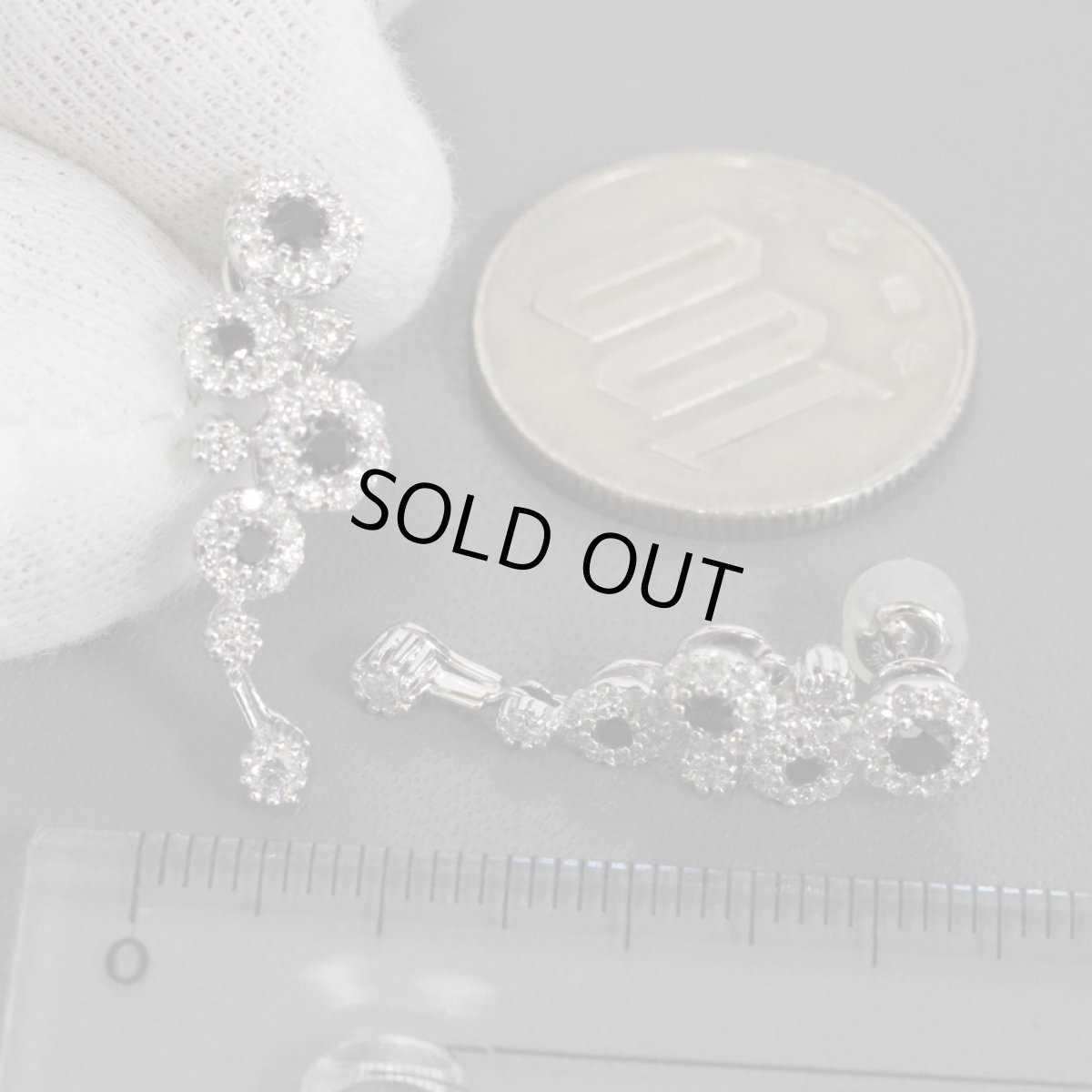 画像8: K18WG/K14WGブラックダイヤモンドピアス D0.45×2 BkD0.20×2 5.4g (8)