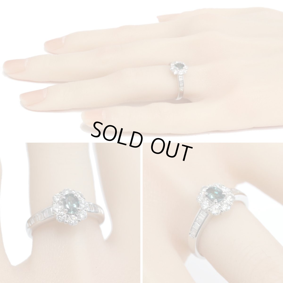 画像10: Pt900アレキサンドライトダイヤモンドリング A0.35 D0.78 4.9g #12 (10)