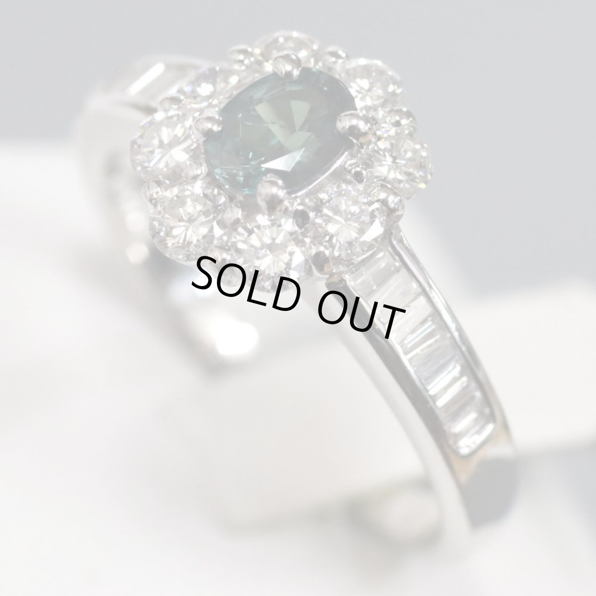 画像2: Pt900アレキサンドライトダイヤモンドリング A0.35 D0.78 4.9g #12 (2)