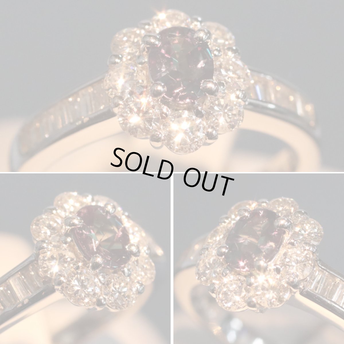 画像4: Pt900アレキサンドライトダイヤモンドリング A0.35 D0.78 4.9g #12 (4)