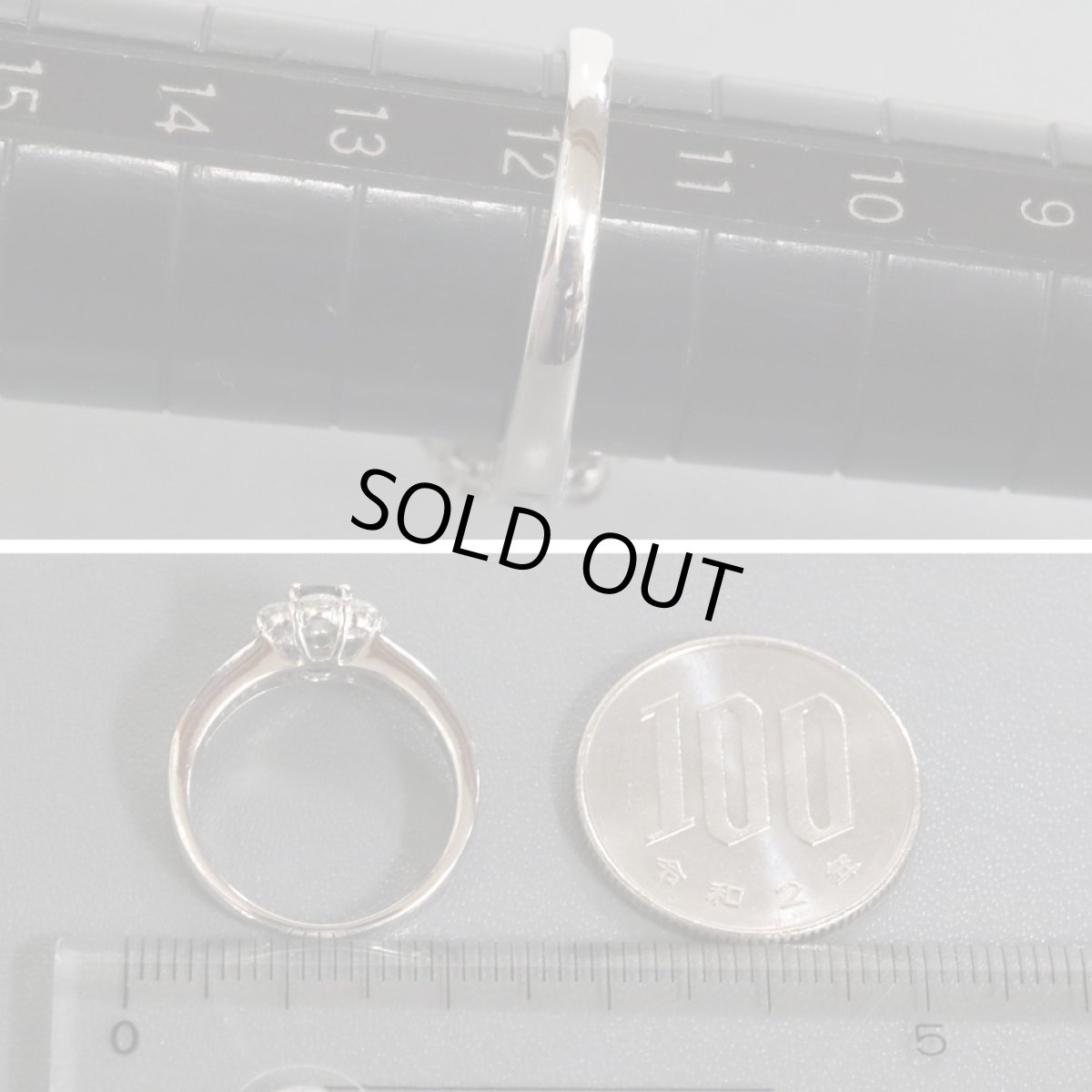 画像8: Pt900アレキサンドライトダイヤモンドリング A0.35 D0.78 4.9g #12 (8)