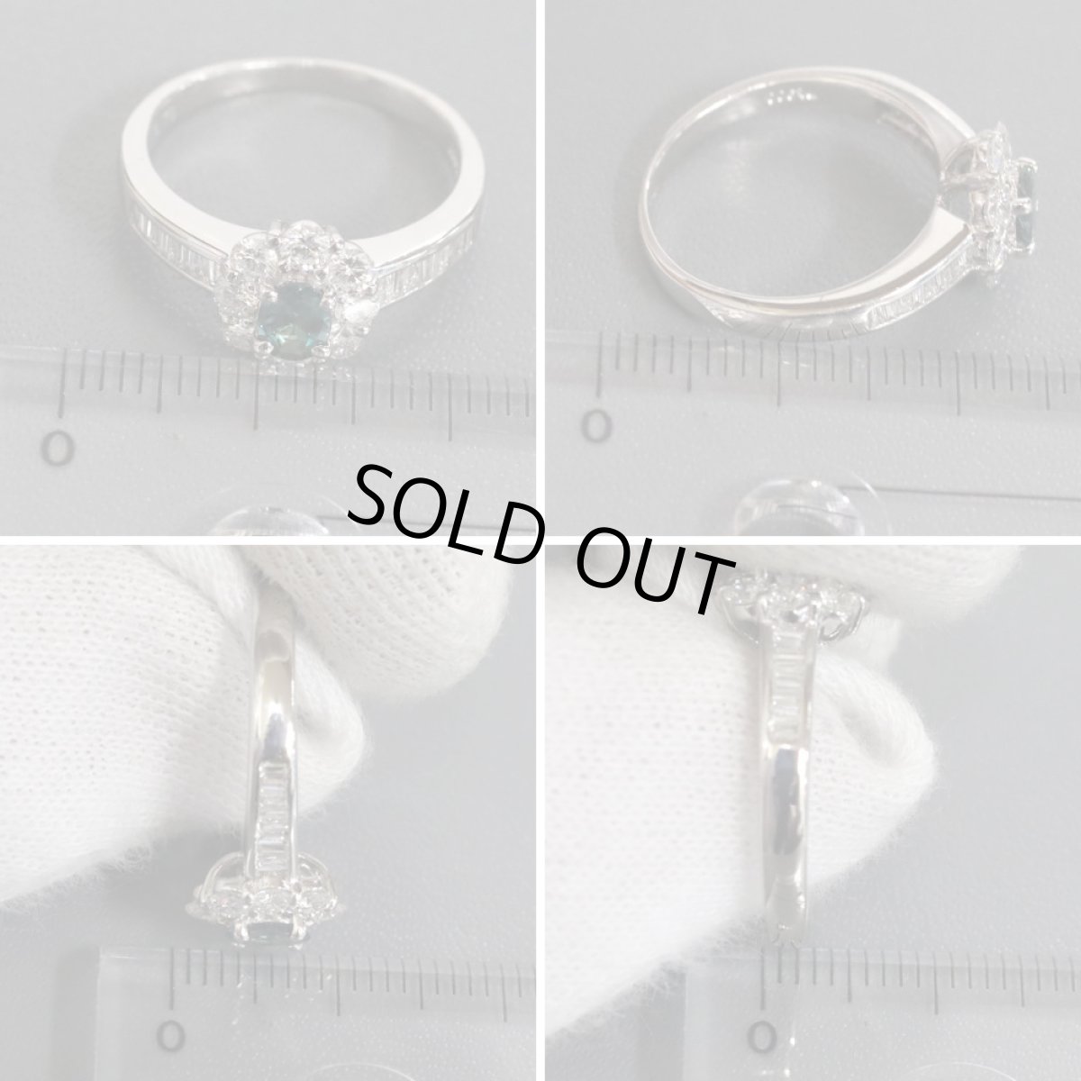 画像9: Pt900アレキサンドライトダイヤモンドリング A0.35 D0.78 4.9g #12 (9)