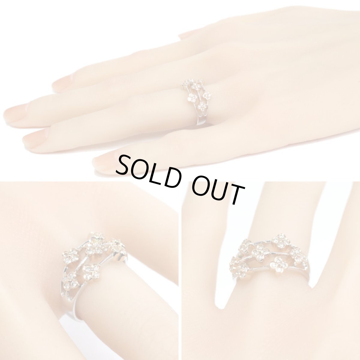 画像10: K18WG/PGダイヤモンドリング フラワーモチーフ D0.32 5.2g #12 (10)