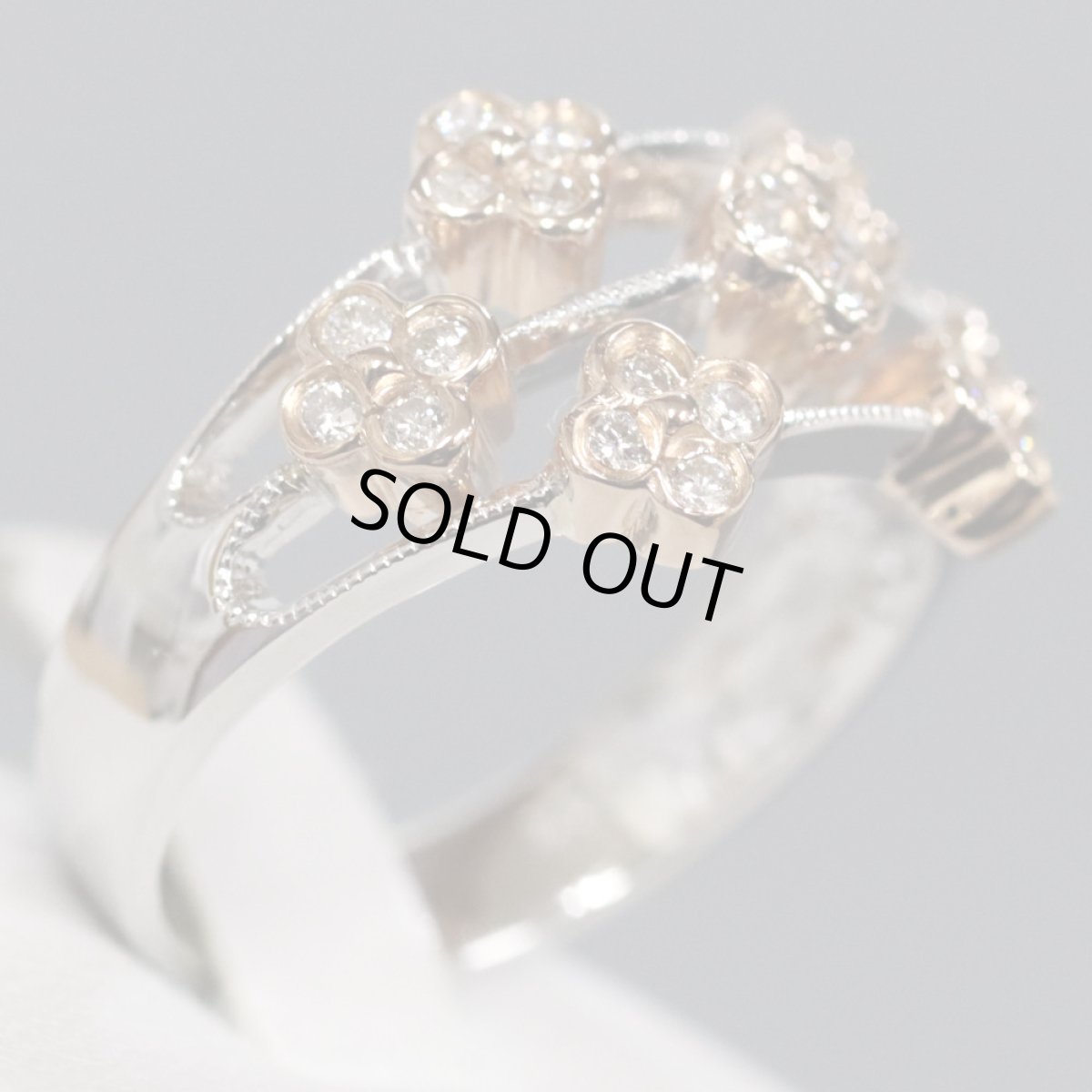 画像3: K18WG/PGダイヤモンドリング フラワーモチーフ D0.32 5.2g #12 (3)