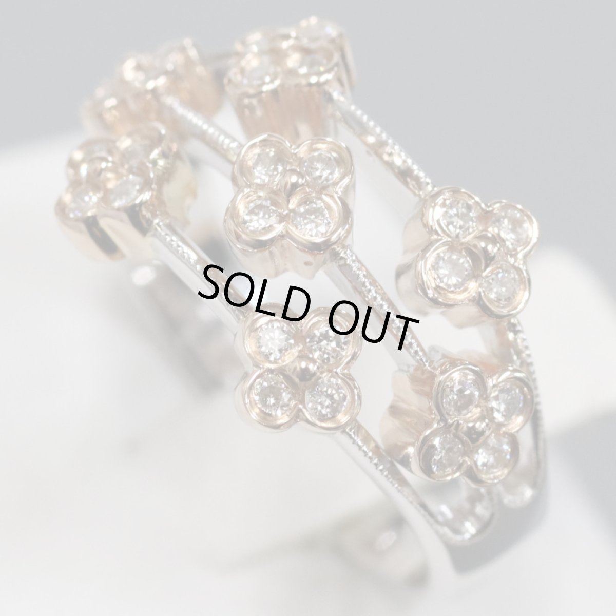 画像4: K18WG/PGダイヤモンドリング フラワーモチーフ D0.32 5.2g #12 (4)