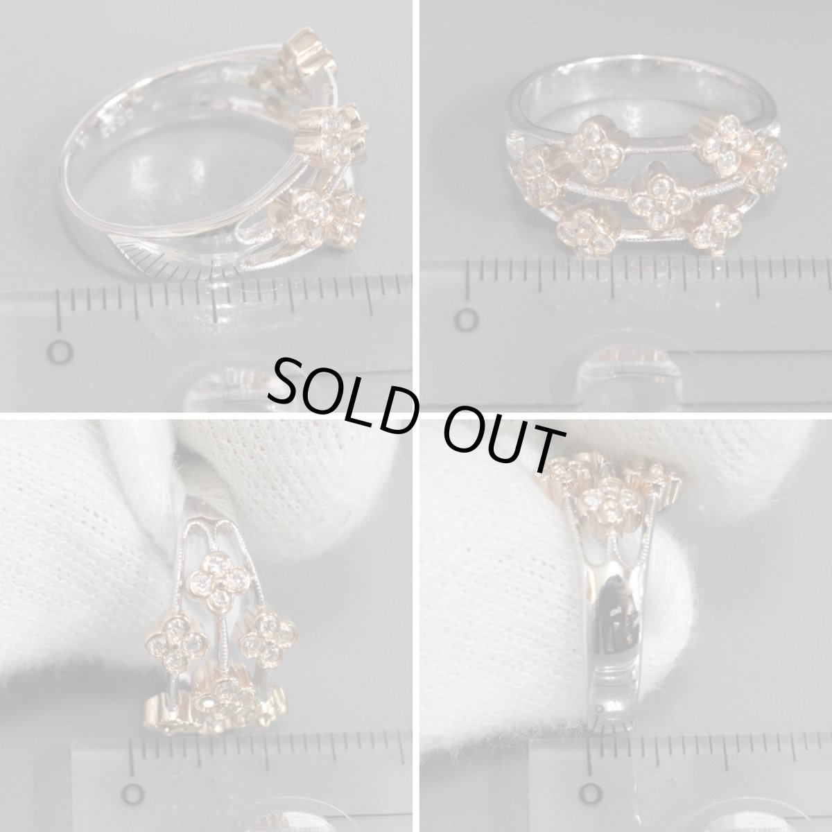 画像9: K18WG/PGダイヤモンドリング フラワーモチーフ D0.32 5.2g #12 (9)