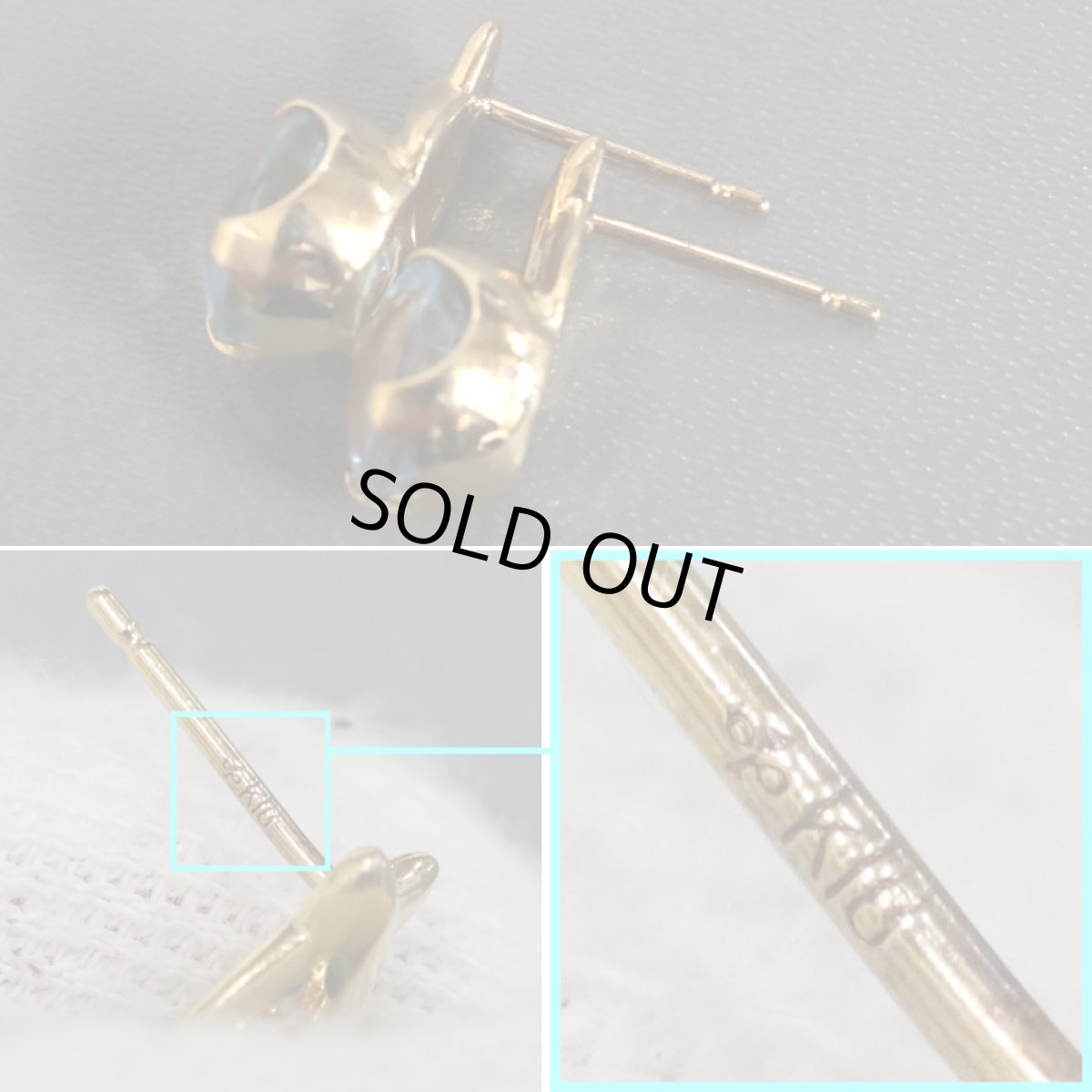 画像9: K18ブルートパーズピアス BT2.50×2 4.2g (9)