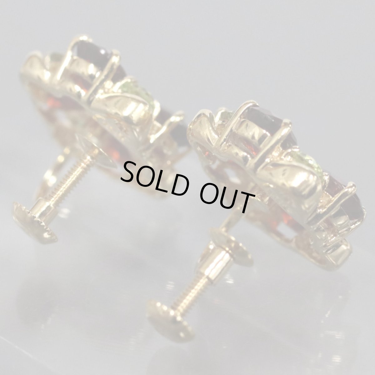 画像2: K18ガーネットペリドットイヤリング 5.8g (2)