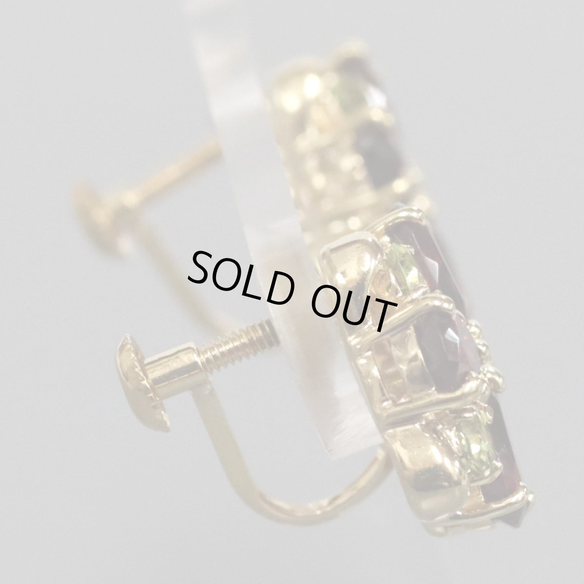 画像4: K18ガーネットペリドットイヤリング 5.8g (4)