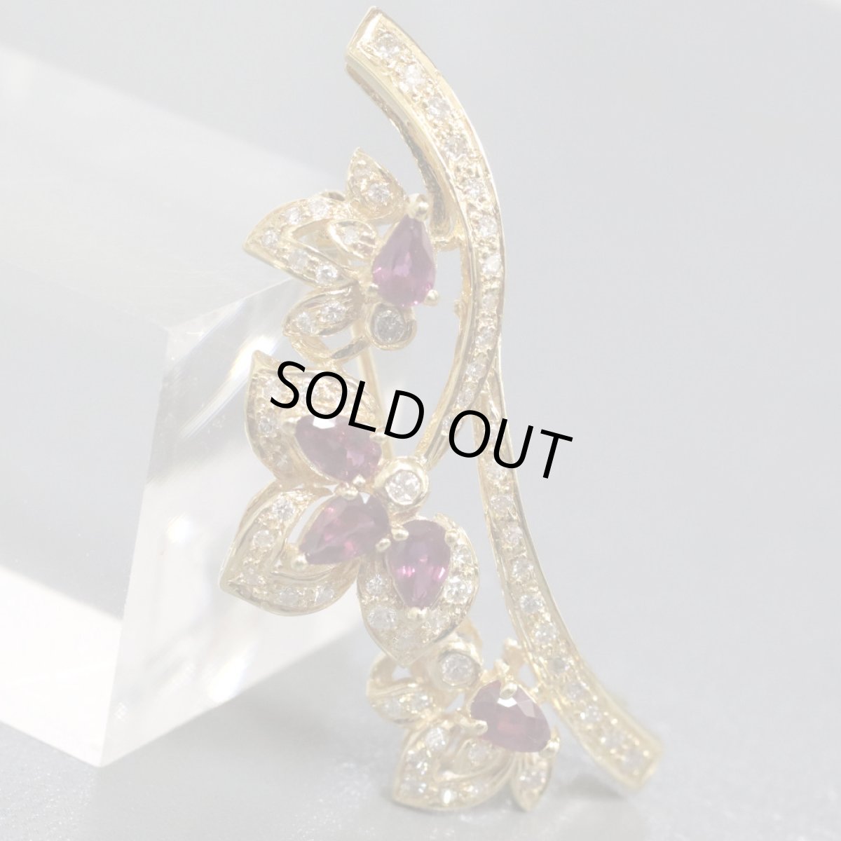 画像1: K18ルビーダイヤモンドブローチ/ペンダントトップ R1.23 D0.57 8.6g (1)