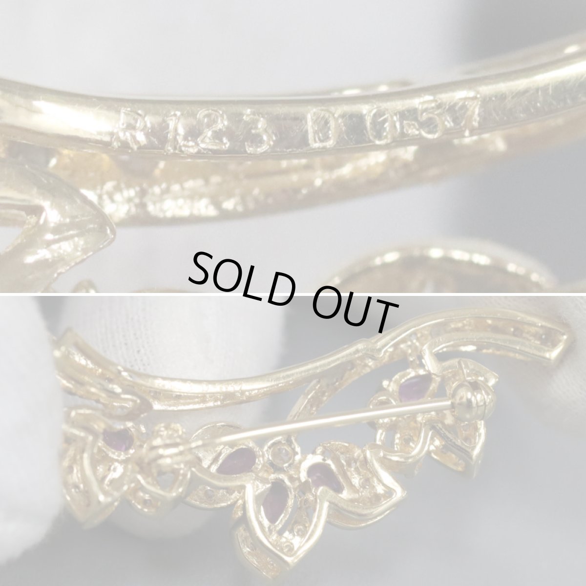 画像4: K18ルビーダイヤモンドブローチ/ペンダントトップ R1.23 D0.57 8.6g (4)