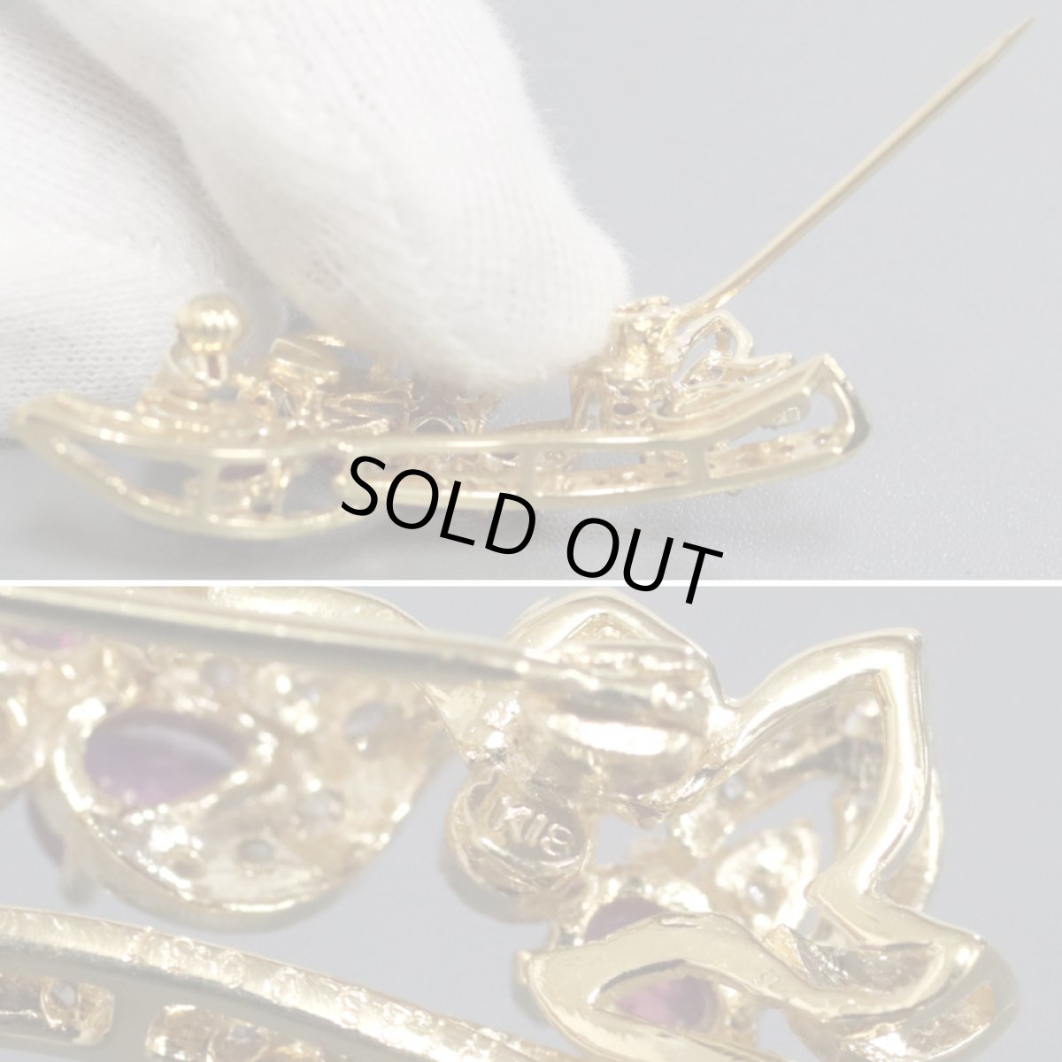 画像5: K18ルビーダイヤモンドブローチ/ペンダントトップ R1.23 D0.57 8.6g (5)