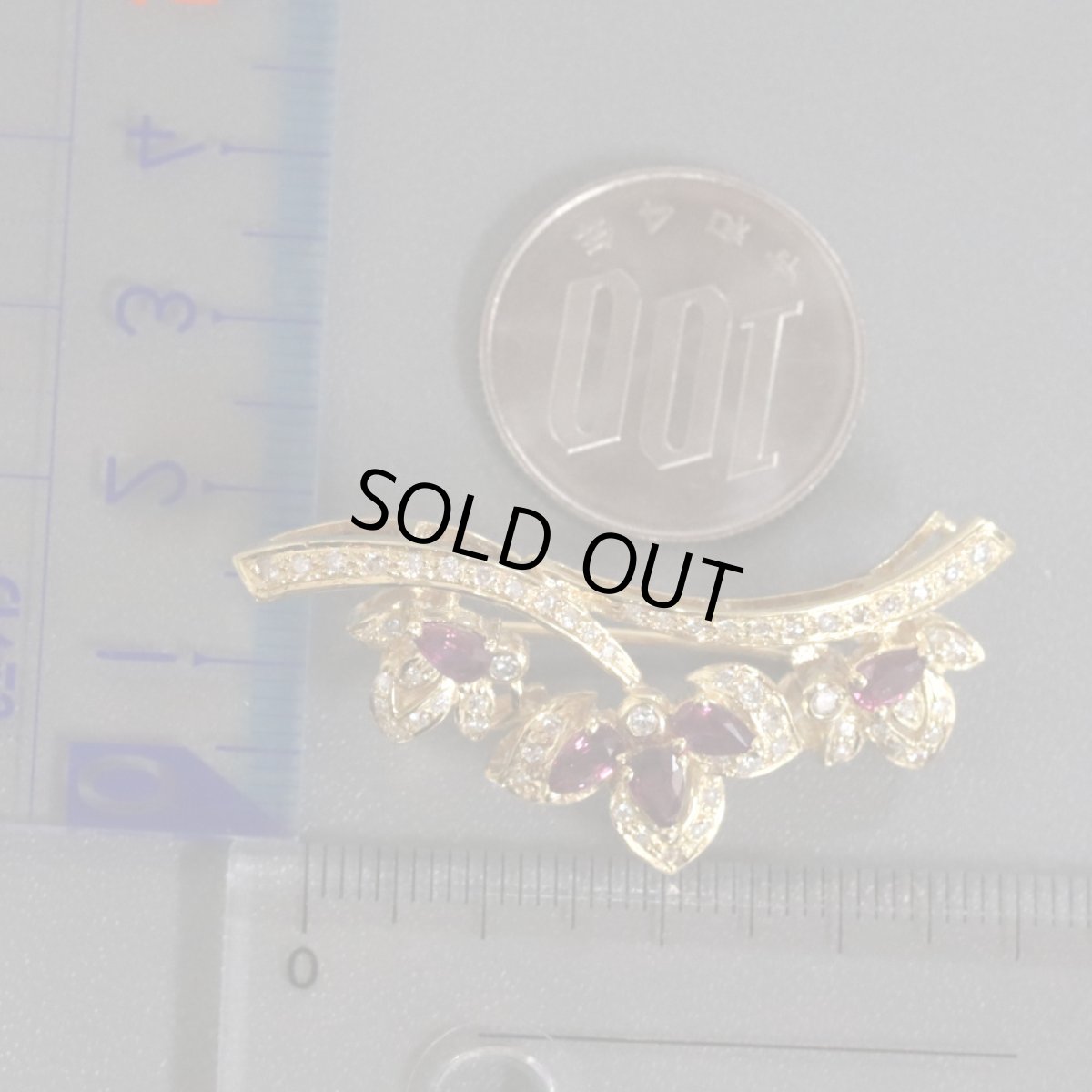 画像9: K18ルビーダイヤモンドブローチ/ペンダントトップ R1.23 D0.57 8.6g (9)