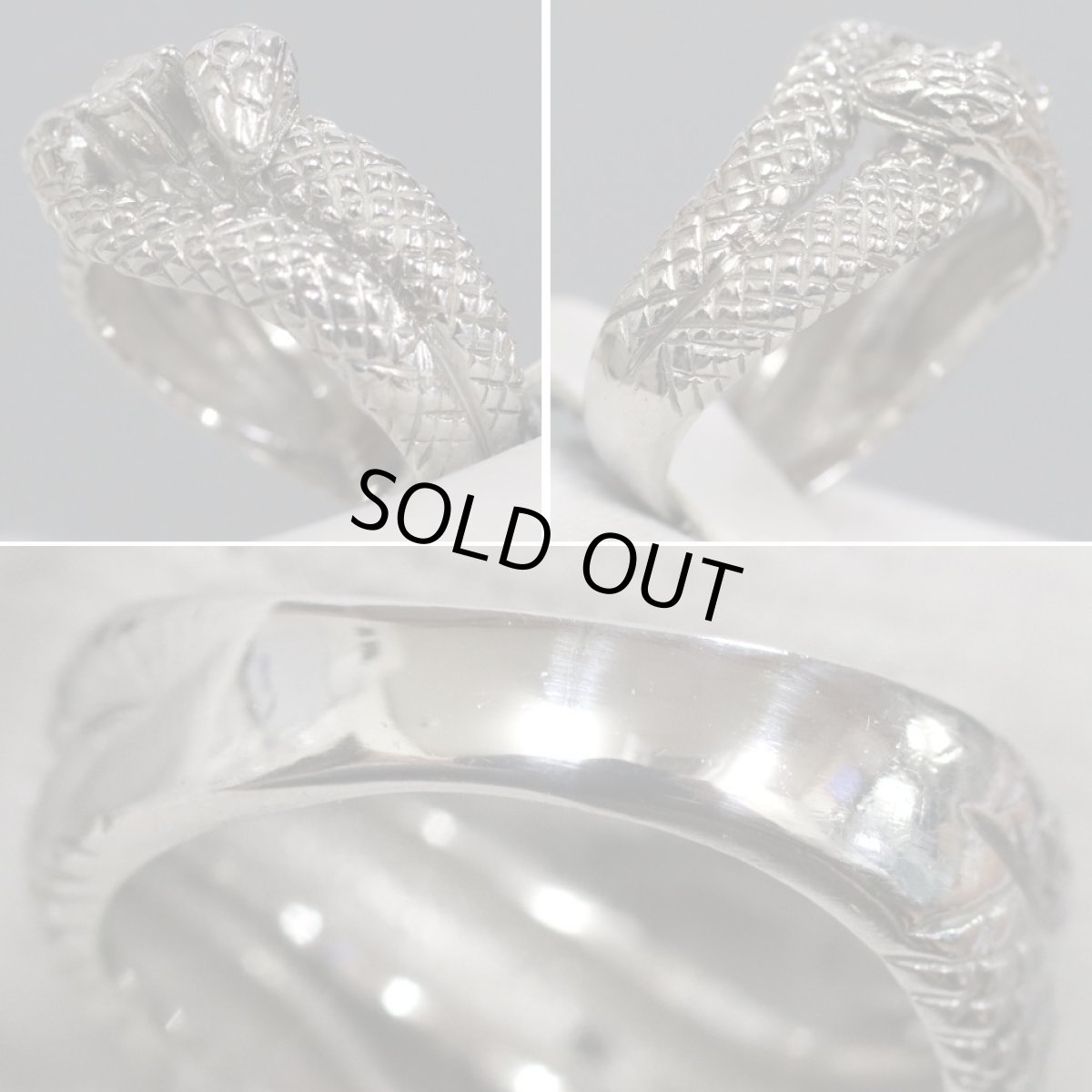 画像6: Pt900ダイヤモンドリング ヘビモチーフ D0.10 7.3g #5 (6)