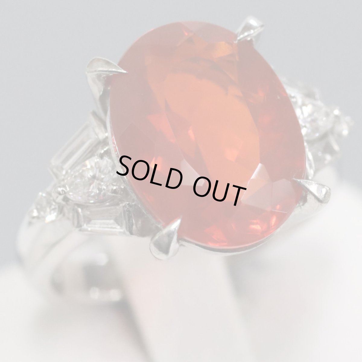 画像1: Pt900ファイヤーオパールダイヤモンドリング O3.850 D0.40 9.1g #10 (1)