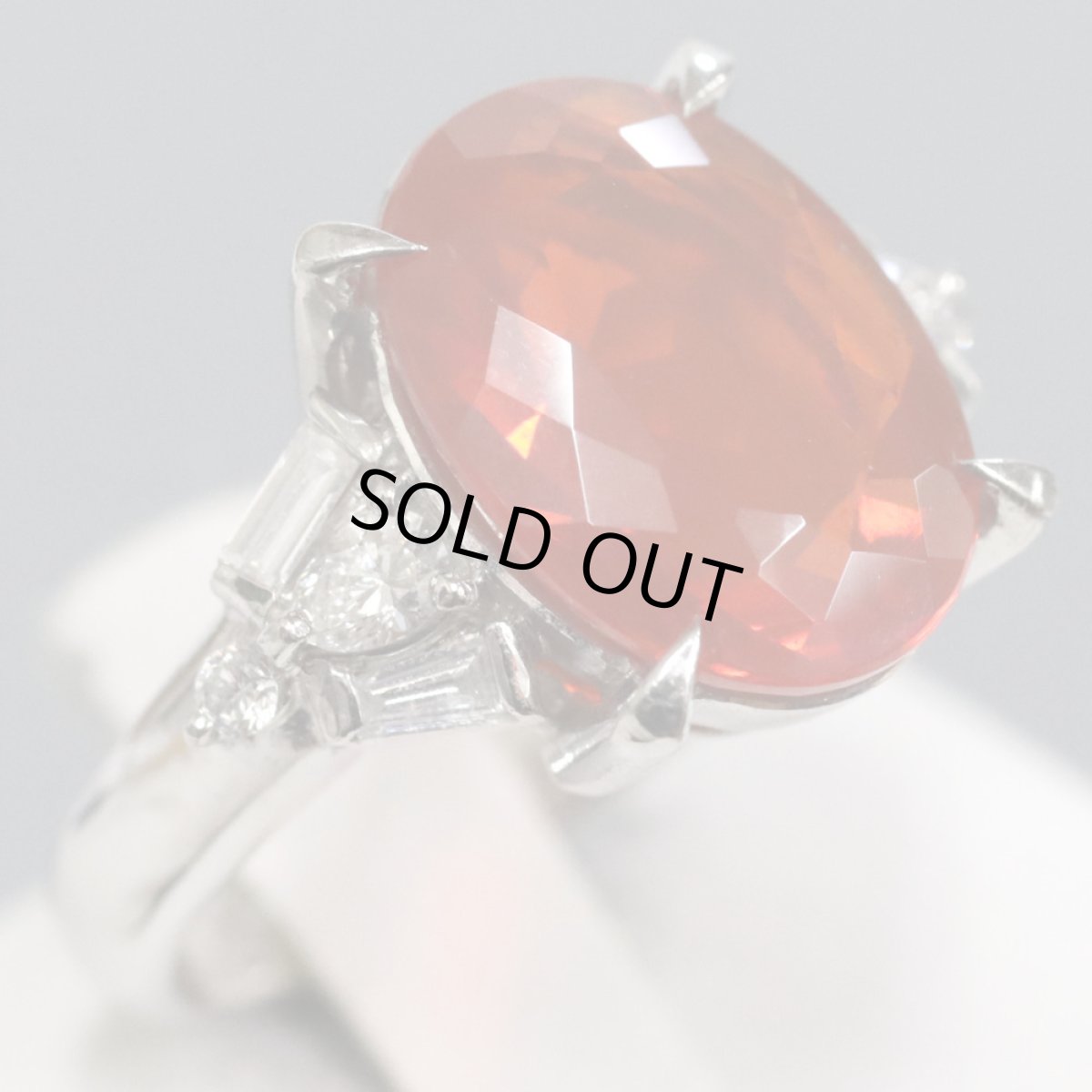 画像2: Pt900ファイヤーオパールダイヤモンドリング O3.850 D0.40 9.1g #10 (2)