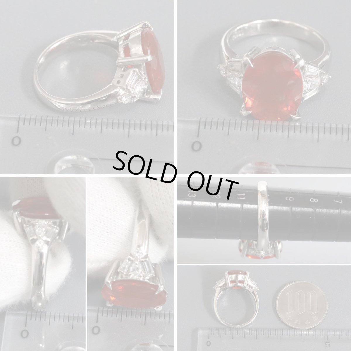 画像8: Pt900ファイヤーオパールダイヤモンドリング O3.850 D0.40 9.1g #10 (8)