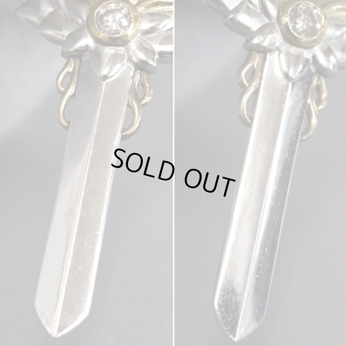 画像4: K18WG/K18ダイヤモンドペンダントトップ ソードモチーフ D0.304 D0.05 12.2g (4)