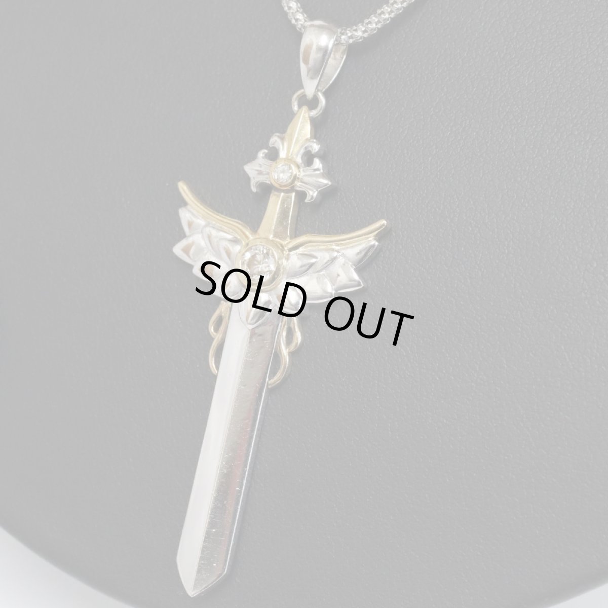 画像8: K18WG/K18ダイヤモンドペンダントトップ ソードモチーフ D0.304 D0.05 12.2g (8)