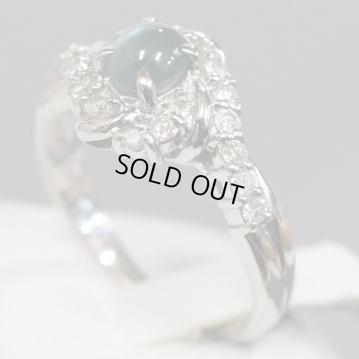 画像2: Pt900アレキサンドライトキャッツアイダイヤモンドリング A0.70 D0.30 5.3g #13 (2)