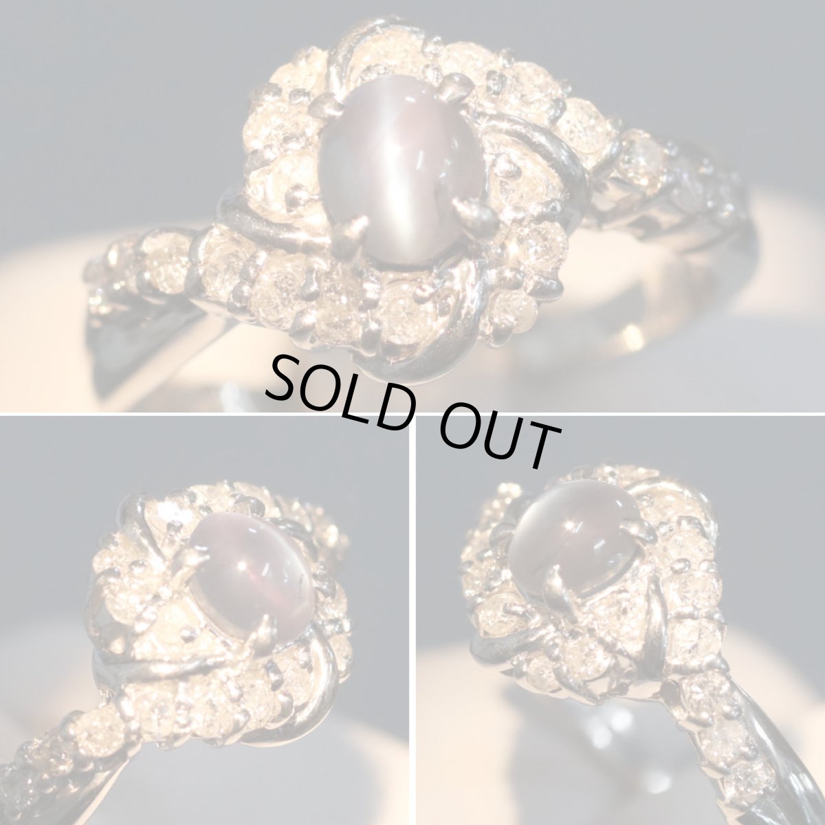 画像5: Pt900アレキサンドライトキャッツアイダイヤモンドリング A0.70 D0.30 5.3g #13 (5)