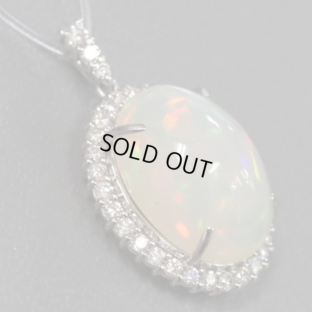 画像2: Pt900オパールダイヤモンドペンダントトップ O4.26 D0.38 3.7g (2)