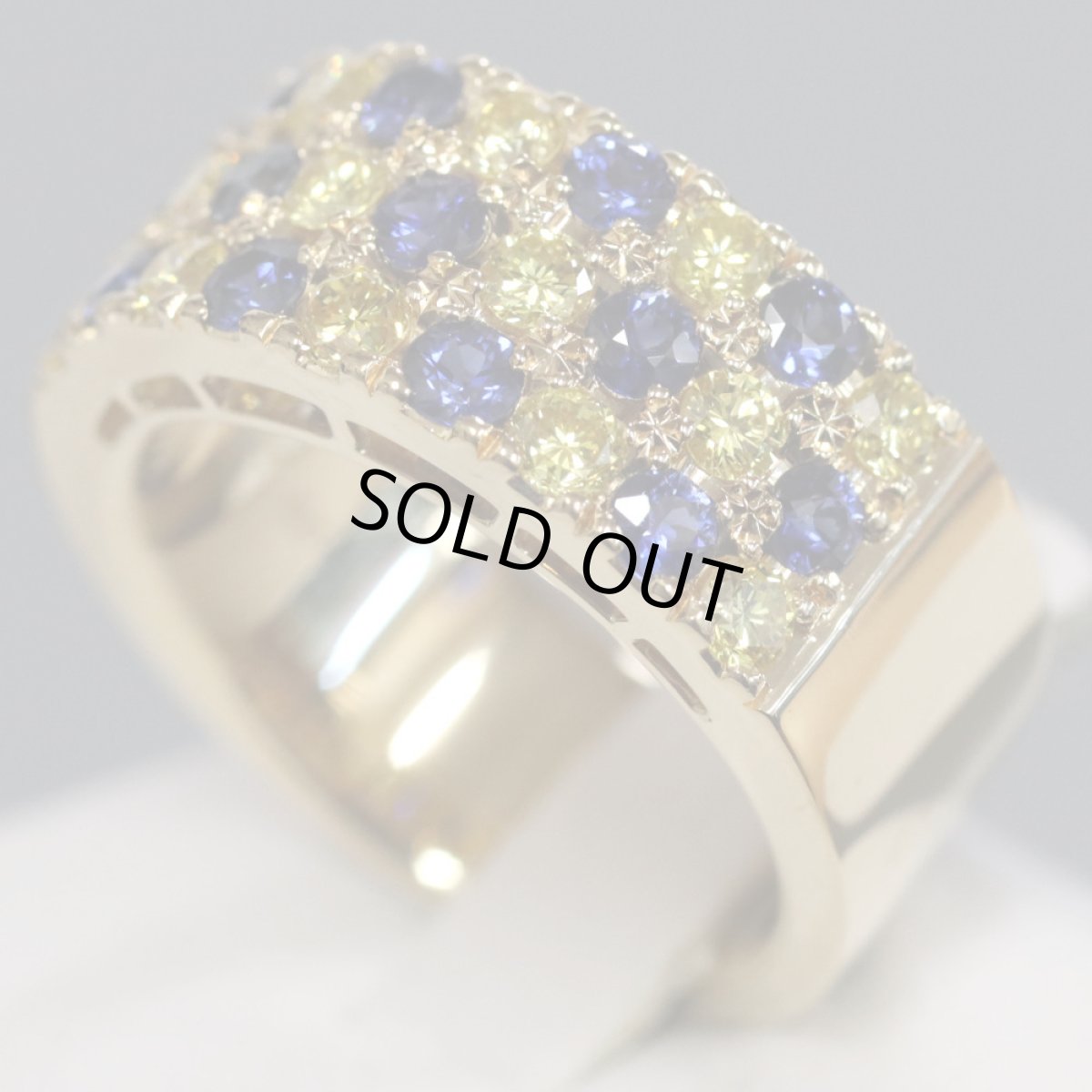 画像2: ミキモト K18サファイアイエローダイヤモンドリング S0.73 D0.60 10.9g #8 (2)