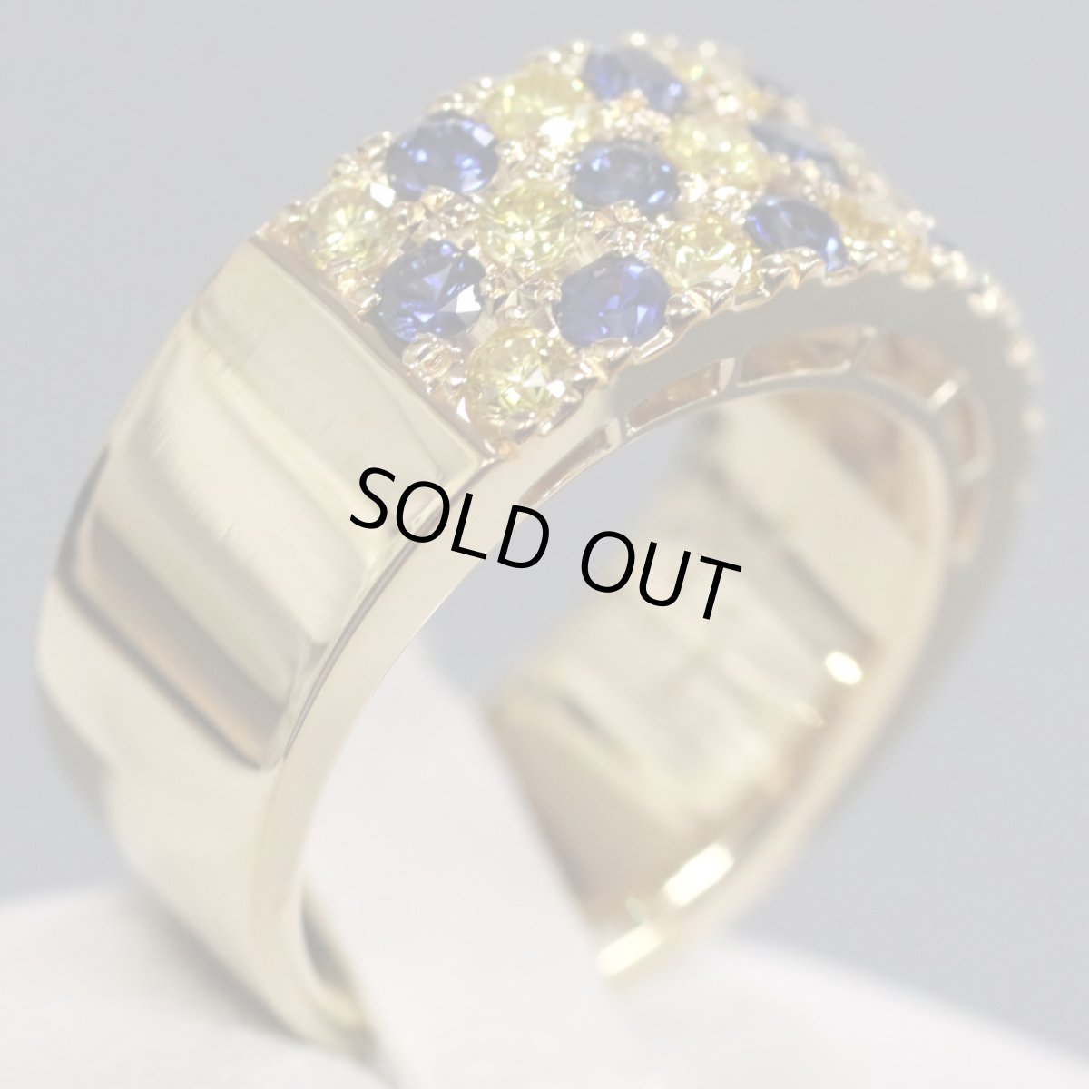 画像4: ミキモト K18サファイアイエローダイヤモンドリング S0.73 D0.60 10.9g #8 (4)