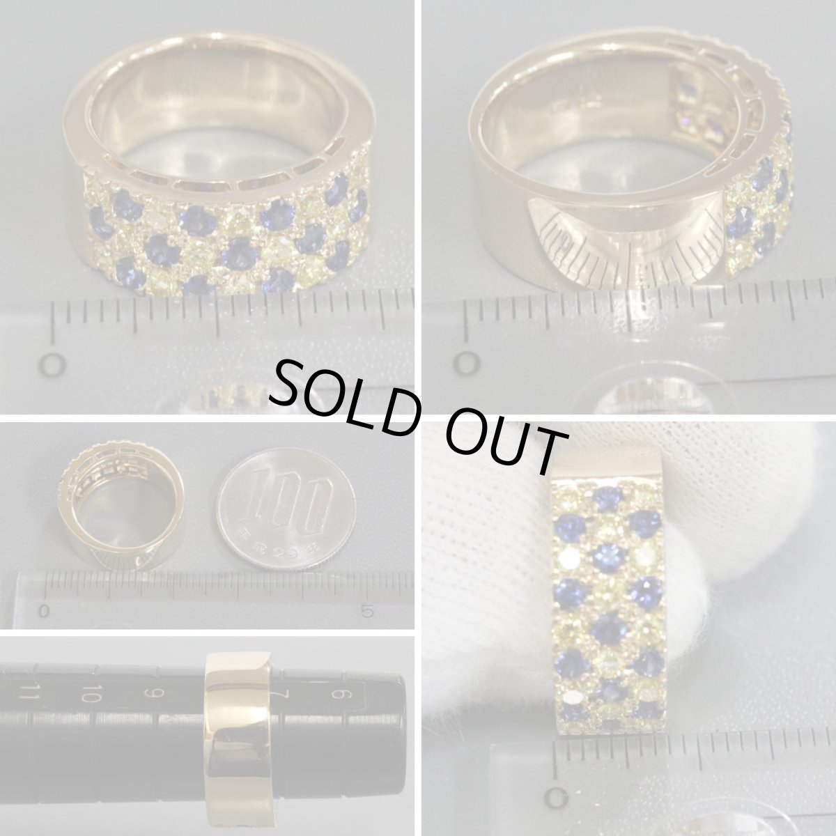 画像8: ミキモト K18サファイアイエローダイヤモンドリング S0.73 D0.60 10.9g #8 (8)