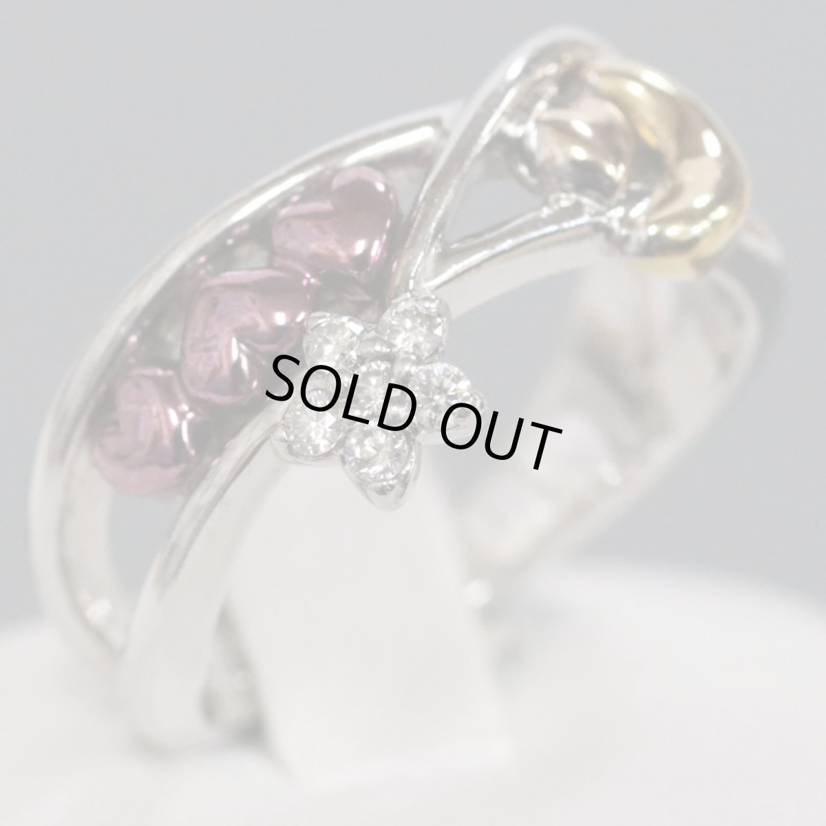 画像4: 紫凛 K18WG/K18パープルゴールドダイヤモンドリング D0.07 6.4g #10 (4)