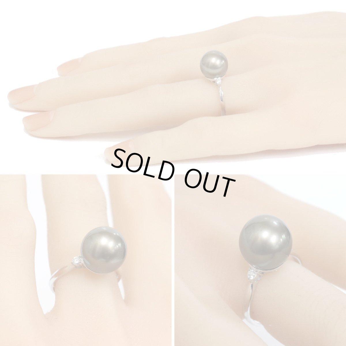 画像10: Pt900ブラックパールダイヤモンドリング D0.09 4.8g #13 (10)