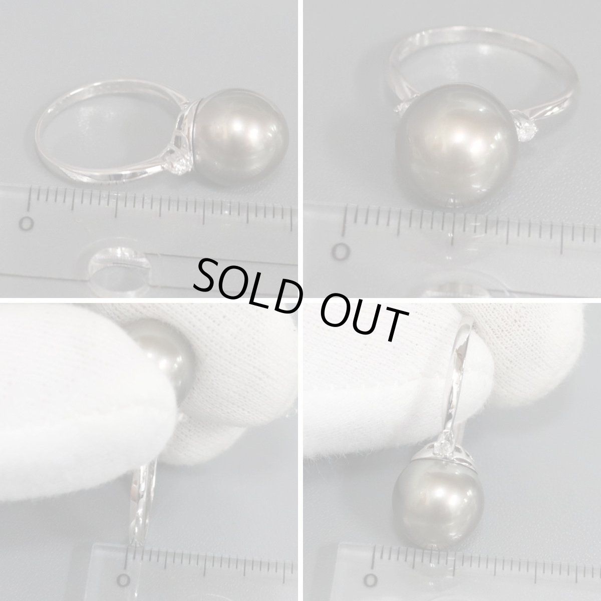 画像9: Pt900ブラックパールダイヤモンドリング D0.09 4.8g #13 (9)