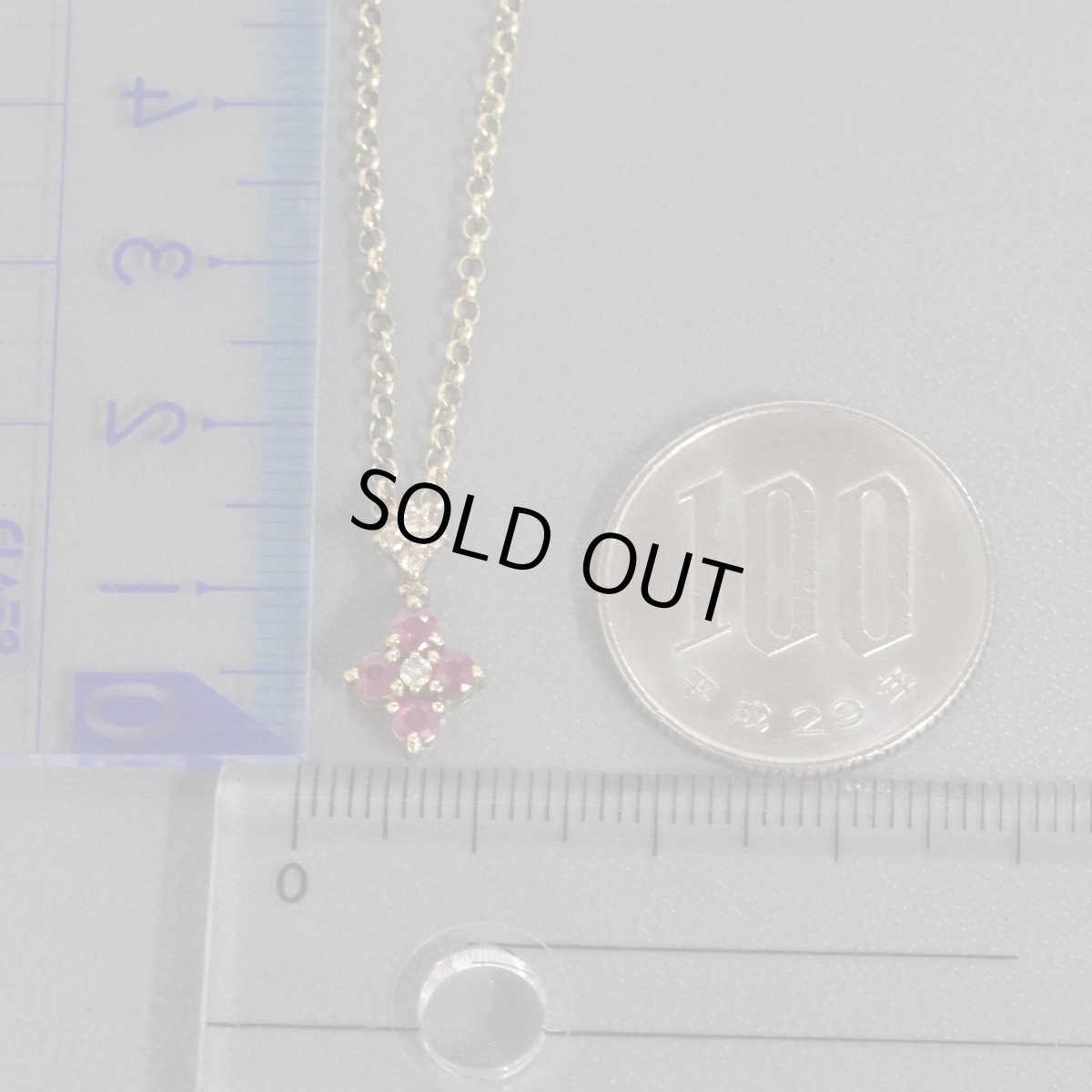 画像9: K18ルビーダイヤモンドペンダント フラワーモチーフ R0.40 D0.08 2.2g (9)