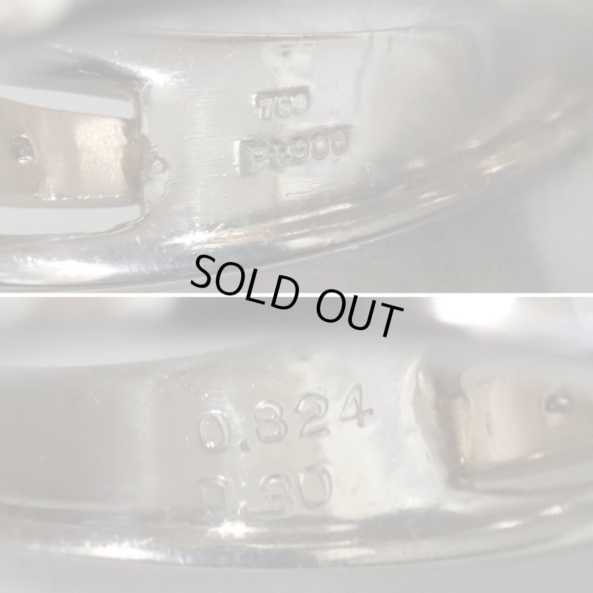 画像7: Pt900/750ダイヤモンドリング D0.824 D0.30 8.7g #13 (7)