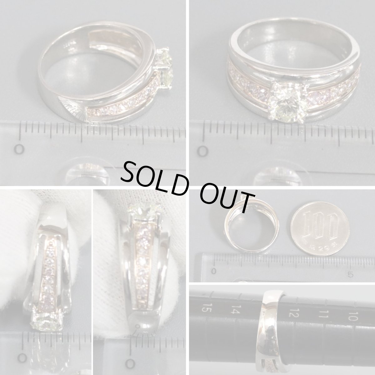 画像8: Pt900/750ダイヤモンドリング D0.824 D0.30 8.7g #13 (8)