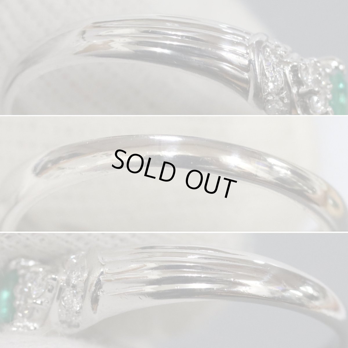 画像5: Pt850エメラルドダイヤモンドリング E0.32 D0.22 4.8g #15 (5)