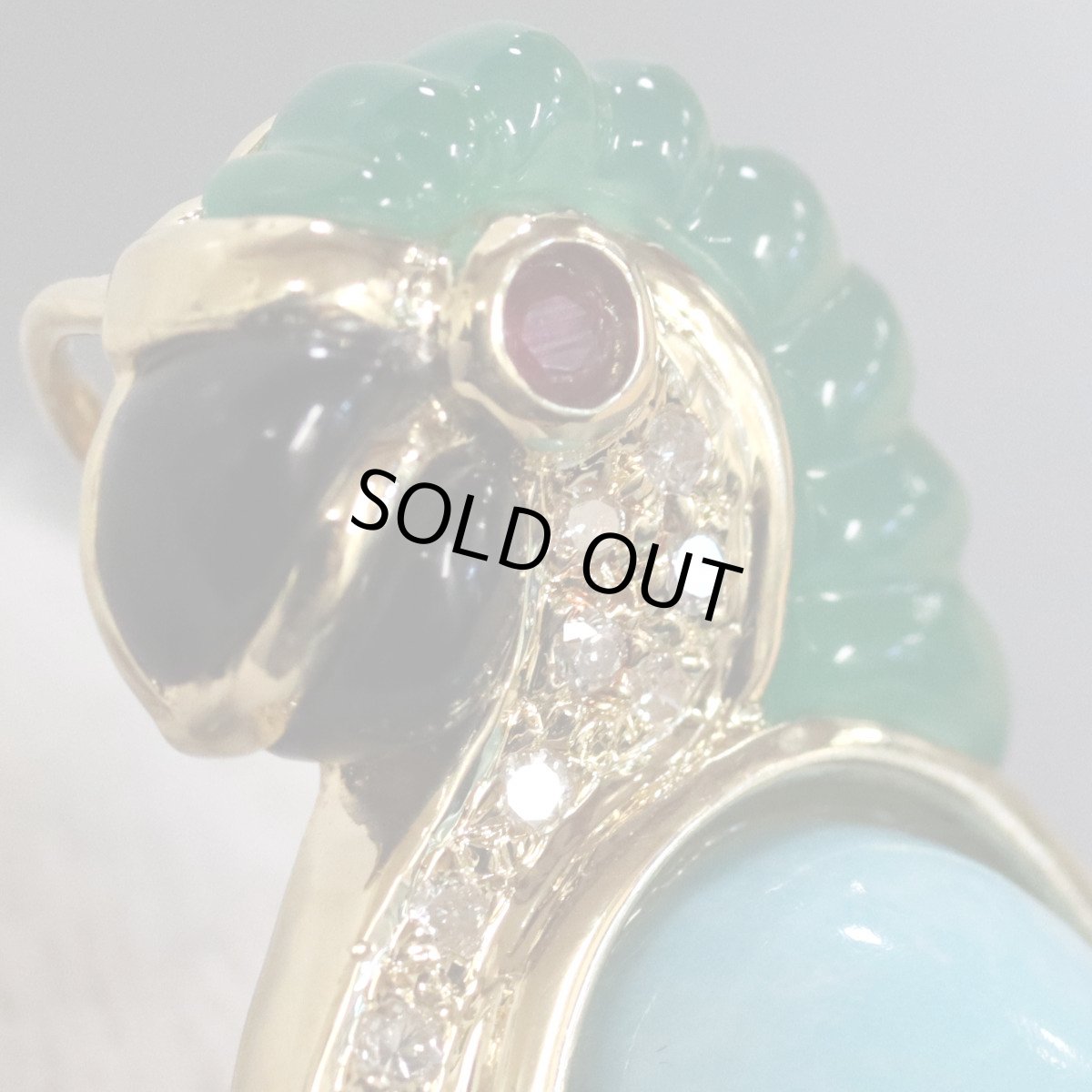 画像2: 750マルチカラーストーンペンダントトップ/ブローチ バードモチーフ 11.9g (2)