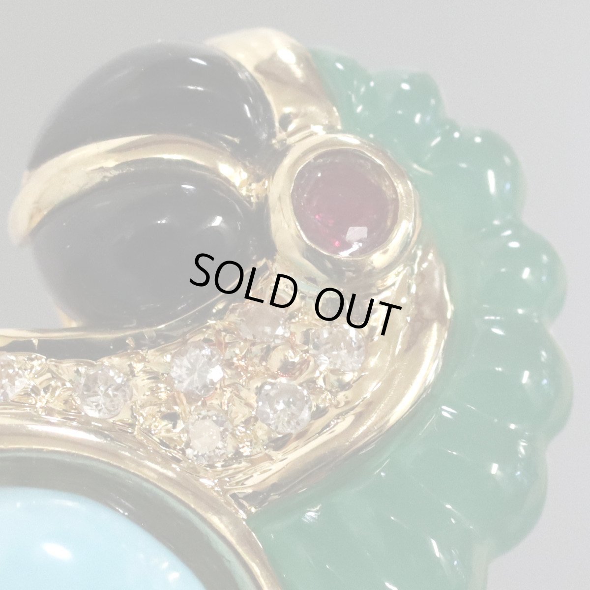 画像3: 750マルチカラーストーンペンダントトップ/ブローチ バードモチーフ 11.9g (3)