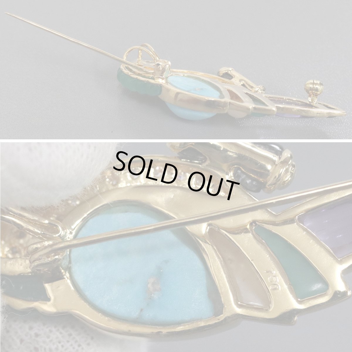 画像7: 750マルチカラーストーンペンダントトップ/ブローチ バードモチーフ 11.9g (7)