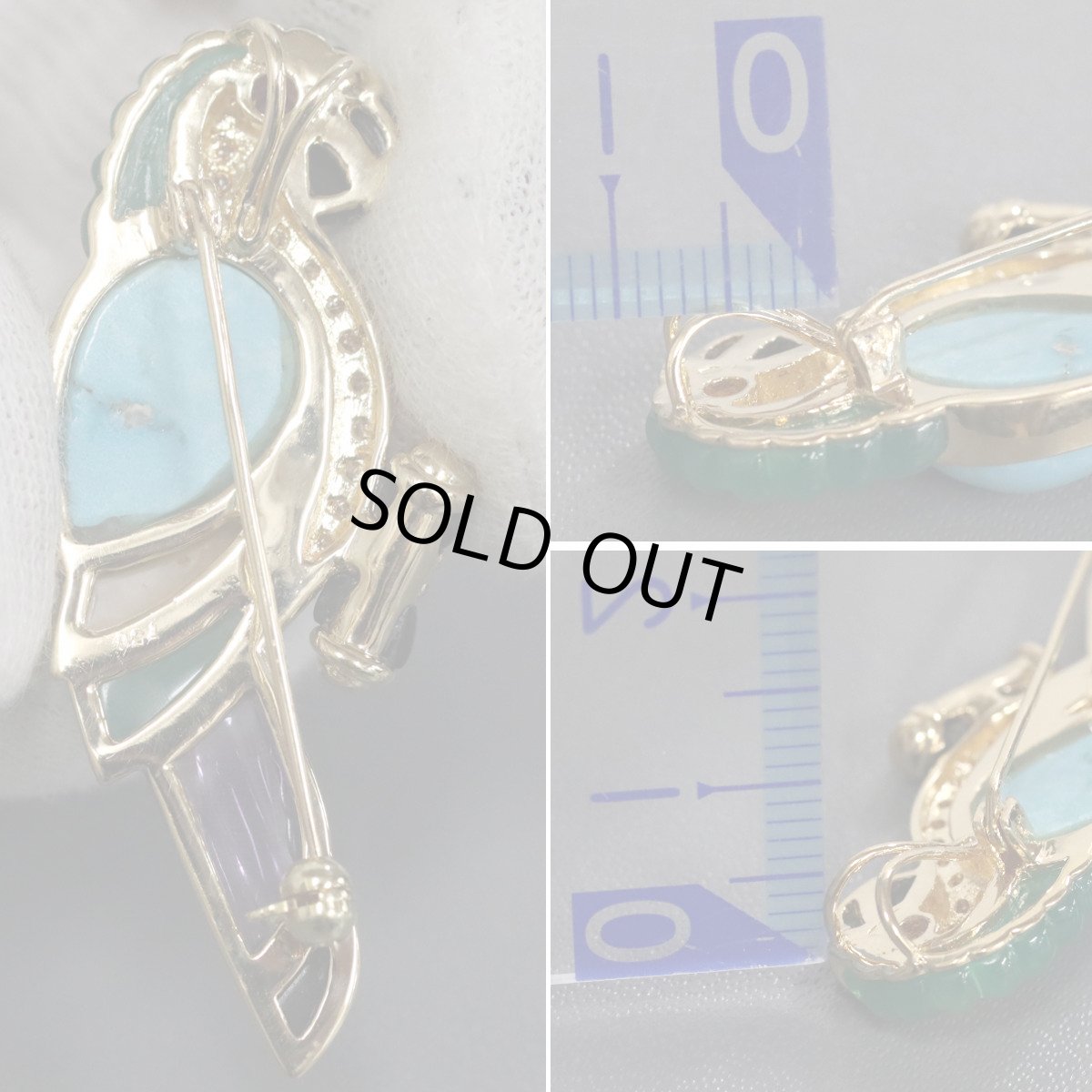 画像8: 750マルチカラーストーンペンダントトップ/ブローチ バードモチーフ 11.9g (8)