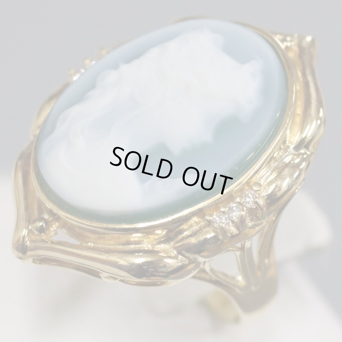 画像2: K18カルセドニーカメオダイヤモンドリング D0.06 9.1g #15 (2)