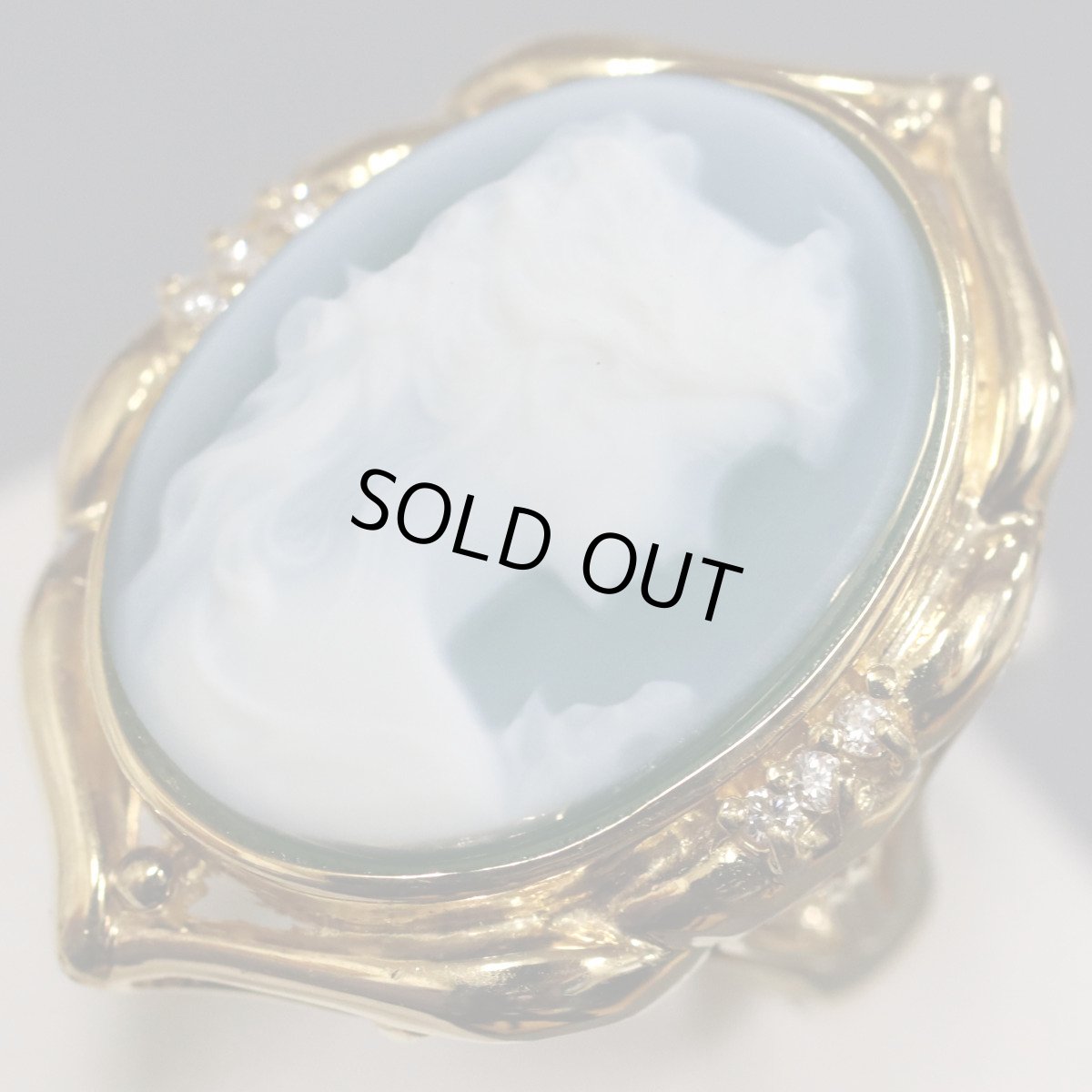 画像3: K18カルセドニーカメオダイヤモンドリング D0.06 9.1g #15 (3)