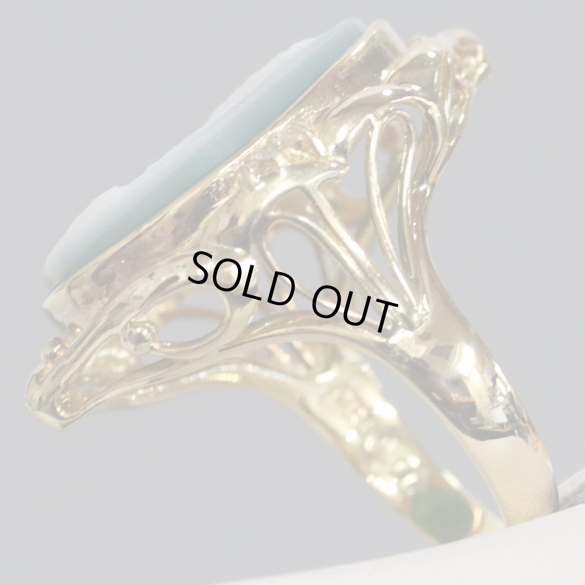 画像4: K18カルセドニーカメオダイヤモンドリング D0.06 9.1g #15 (4)