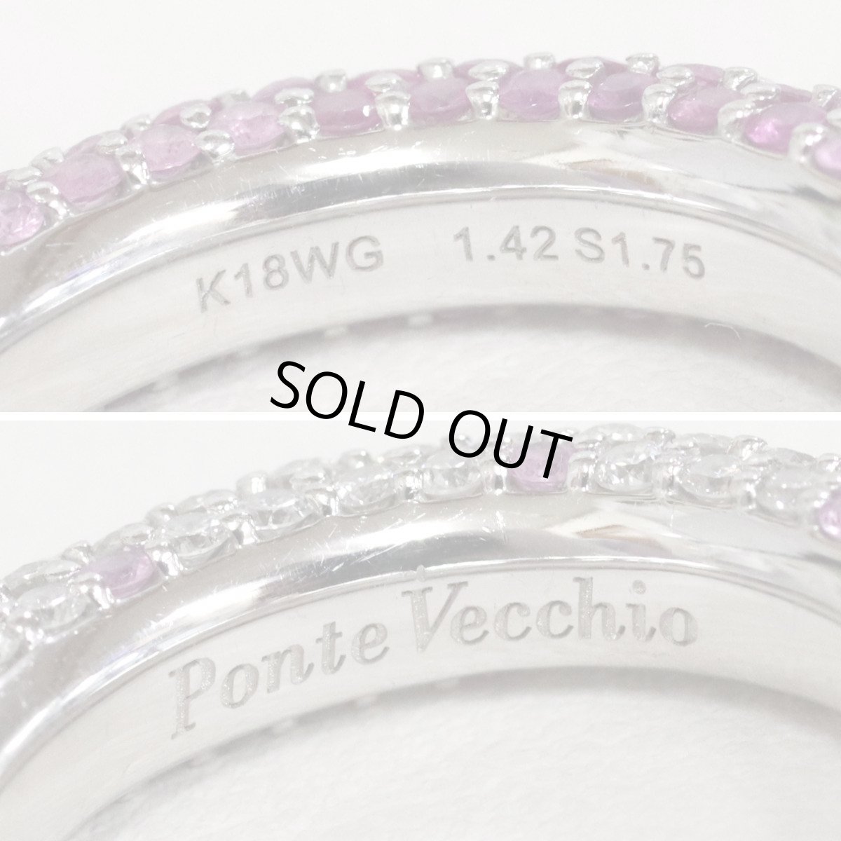 画像5: ポンテヴェキオ エテルノ K18WGピンクサファイアダイヤモンドリング フルエタニティ PS1.75 D1.42 9.4g #9.5 (5)