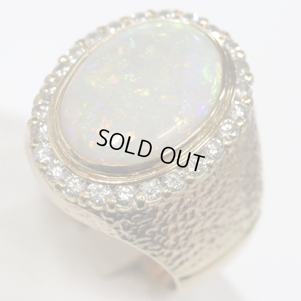 画像2: K18ホワイトオパールダイヤモンドリング D1.26 39.4g #16.5 (2)