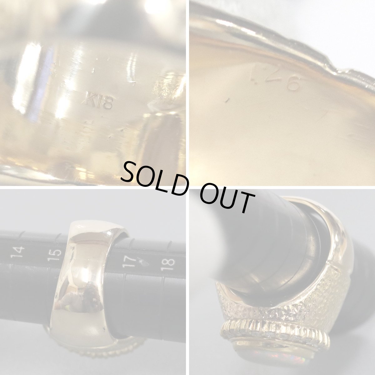 画像6: K18ホワイトオパールダイヤモンドリング D1.26 39.4g #16.5 (6)