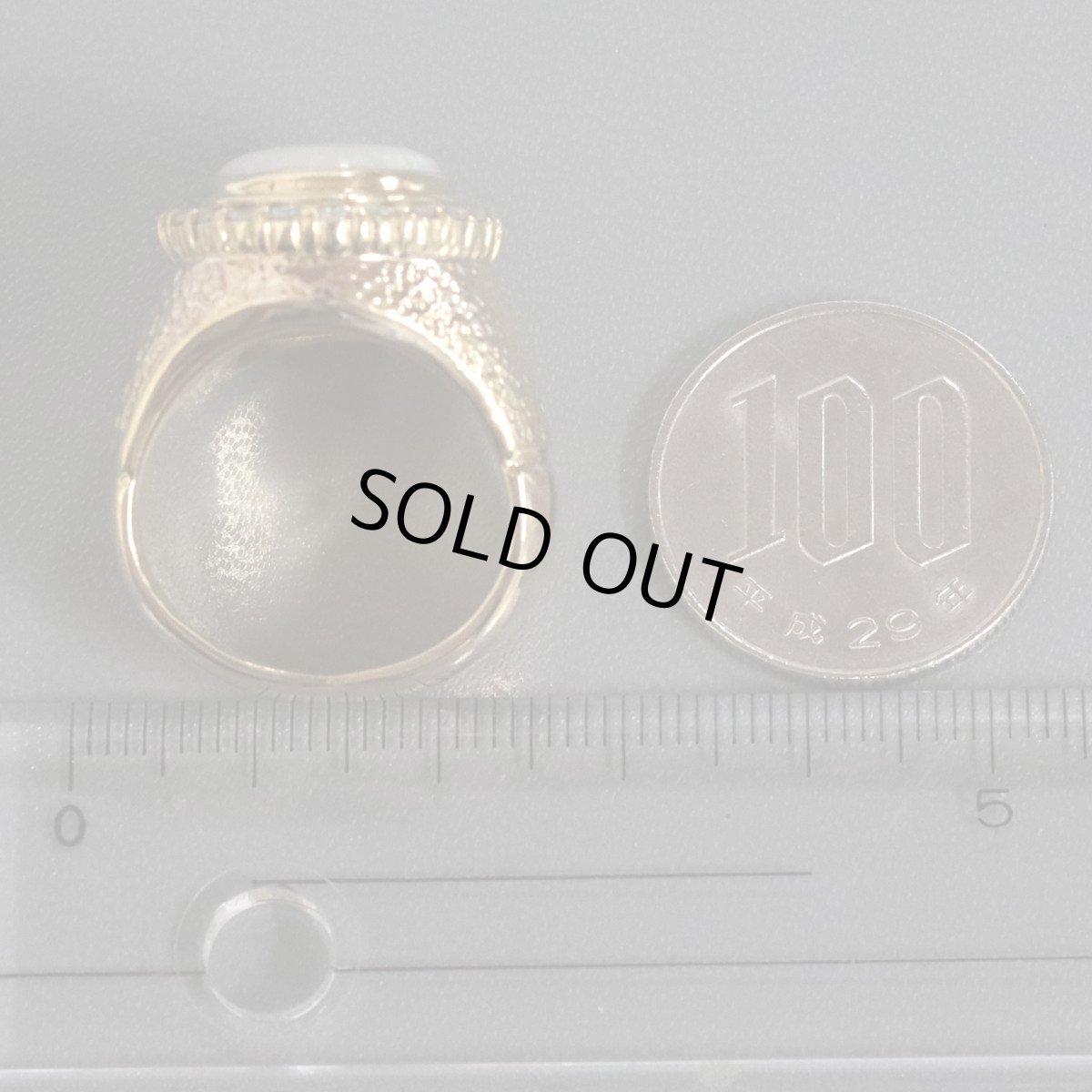 画像7: K18ホワイトオパールダイヤモンドリング D1.26 39.4g #16.5 (7)