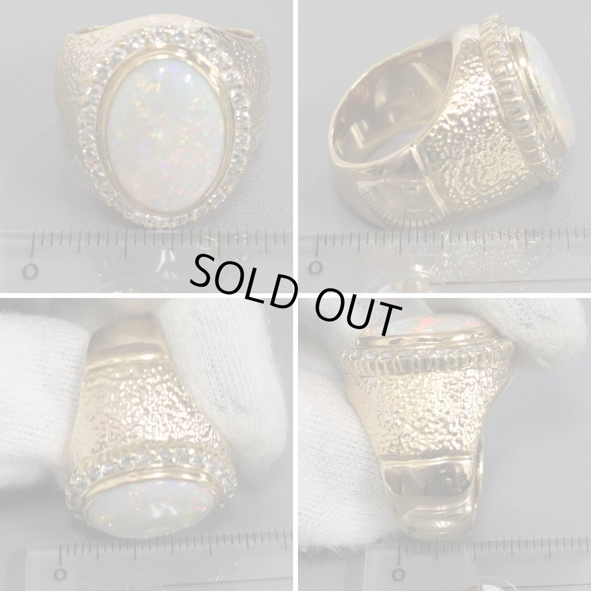 画像8: K18ホワイトオパールダイヤモンドリング D1.26 39.4g #16.5 (8)