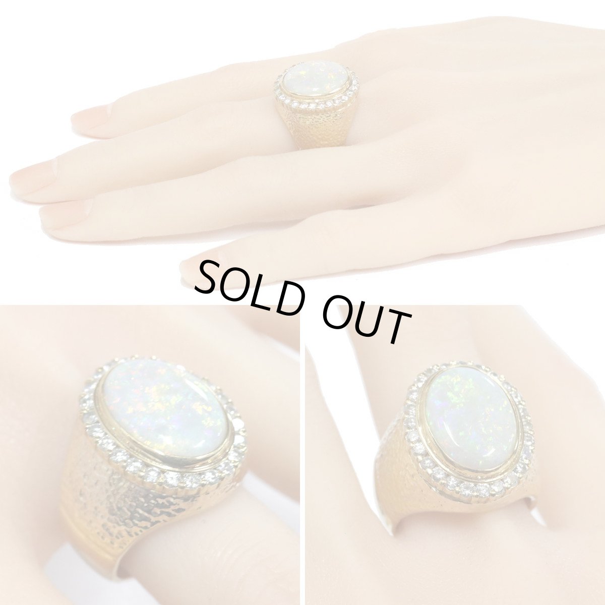 画像9: K18ホワイトオパールダイヤモンドリング D1.26 39.4g #16.5 (9)